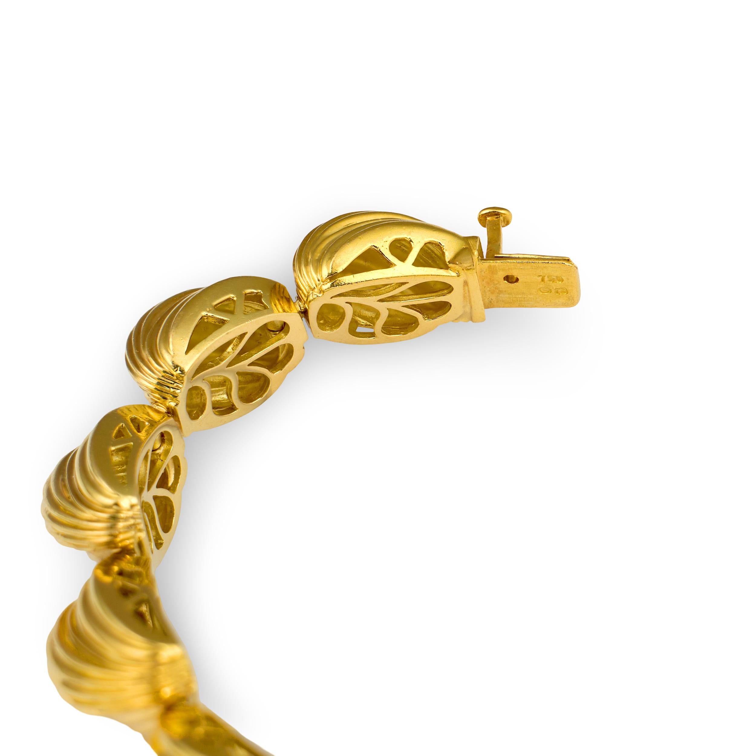 Shell Link 18K Yellow Gold Bracelet by Hammerman Brothers