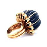 Black Onyx and Diamond 18K Yellow Gold Ring