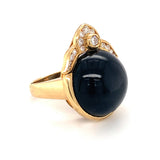 Black Onyx and Diamond 18K Yellow Gold Ring, circa 1970s