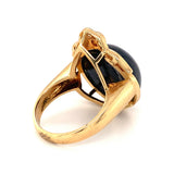 Black Onyx and Diamond 18K Yellow Gold Ring, circa 1970s
