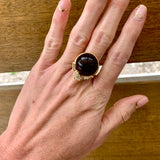 Black Onyx and Diamond 18K Yellow Gold Ring, circa 1970s