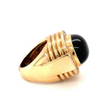 Black Onyx and Diamond Dome Yellow Gold Ring, circa 1970s