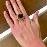 Black Onyx and Diamond Dome Yellow Gold Ring, circa 1970s