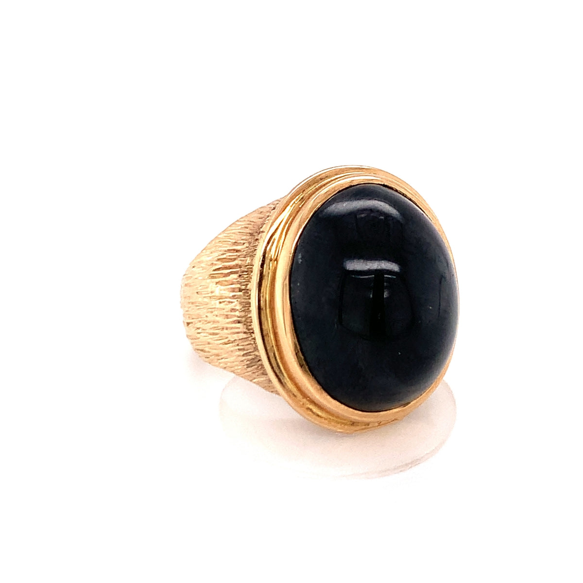 Black Sapphire 14K Yellow Gold Cocktail Ring, circa 1960s