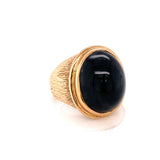 Black Sapphire 14K Yellow Gold Cocktail Ring, circa 1960s