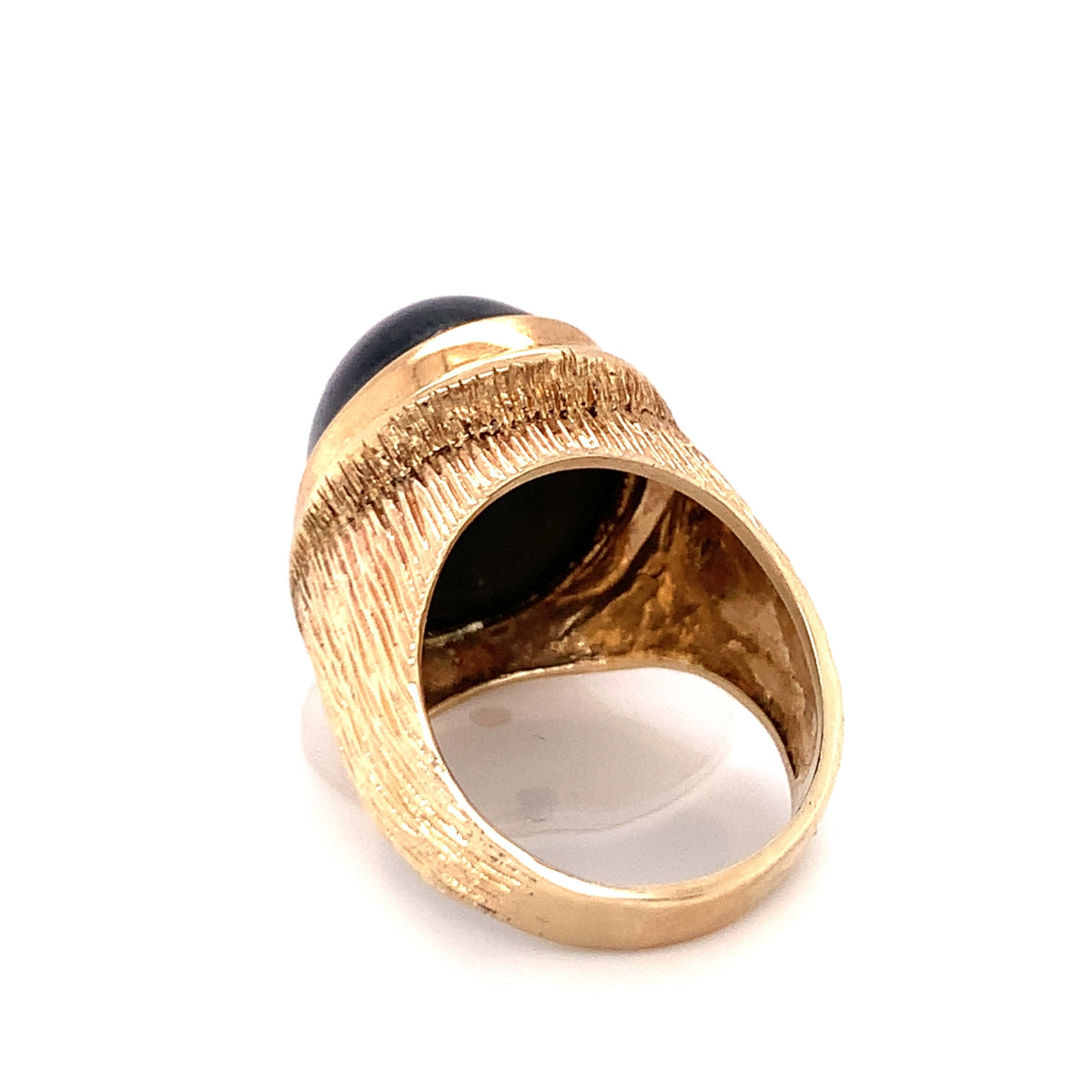 Black Sapphire 14K Yellow Gold Cocktail Ring, circa 1960s