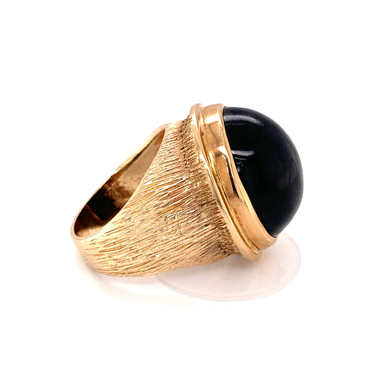 Black Sapphire 14K Yellow Gold Cocktail Ring, circa 1960s