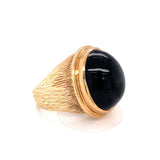 Black Sapphire 14K Yellow Gold Cocktail Ring, circa 1960s
