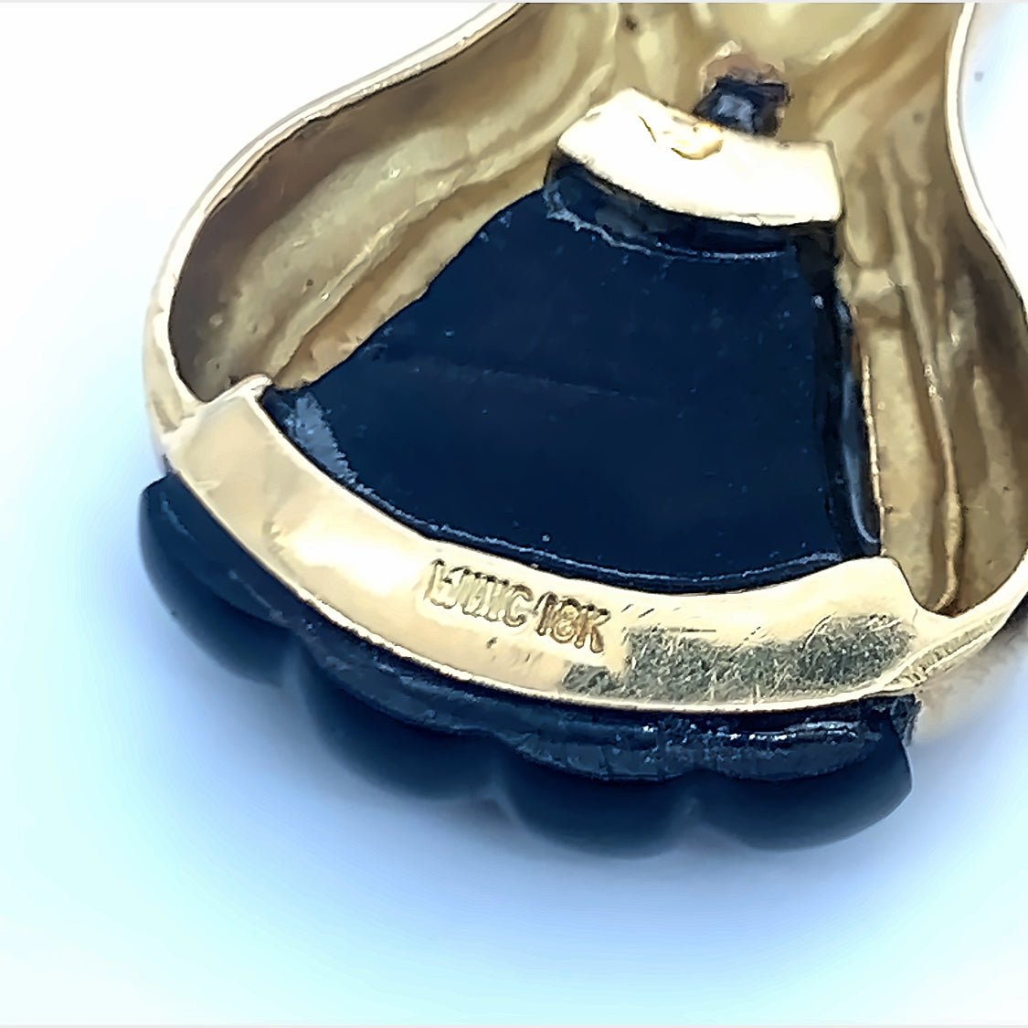 Carved Black Onyx 18K Yellow Gold Earrings by Wander