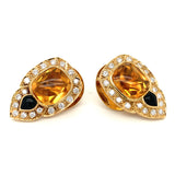 Citrine, Onyx and Diamond 18K Gold Earrings by Chaumet