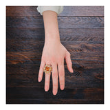 Citrine and Diamond 18K Gold and Platinum Ring