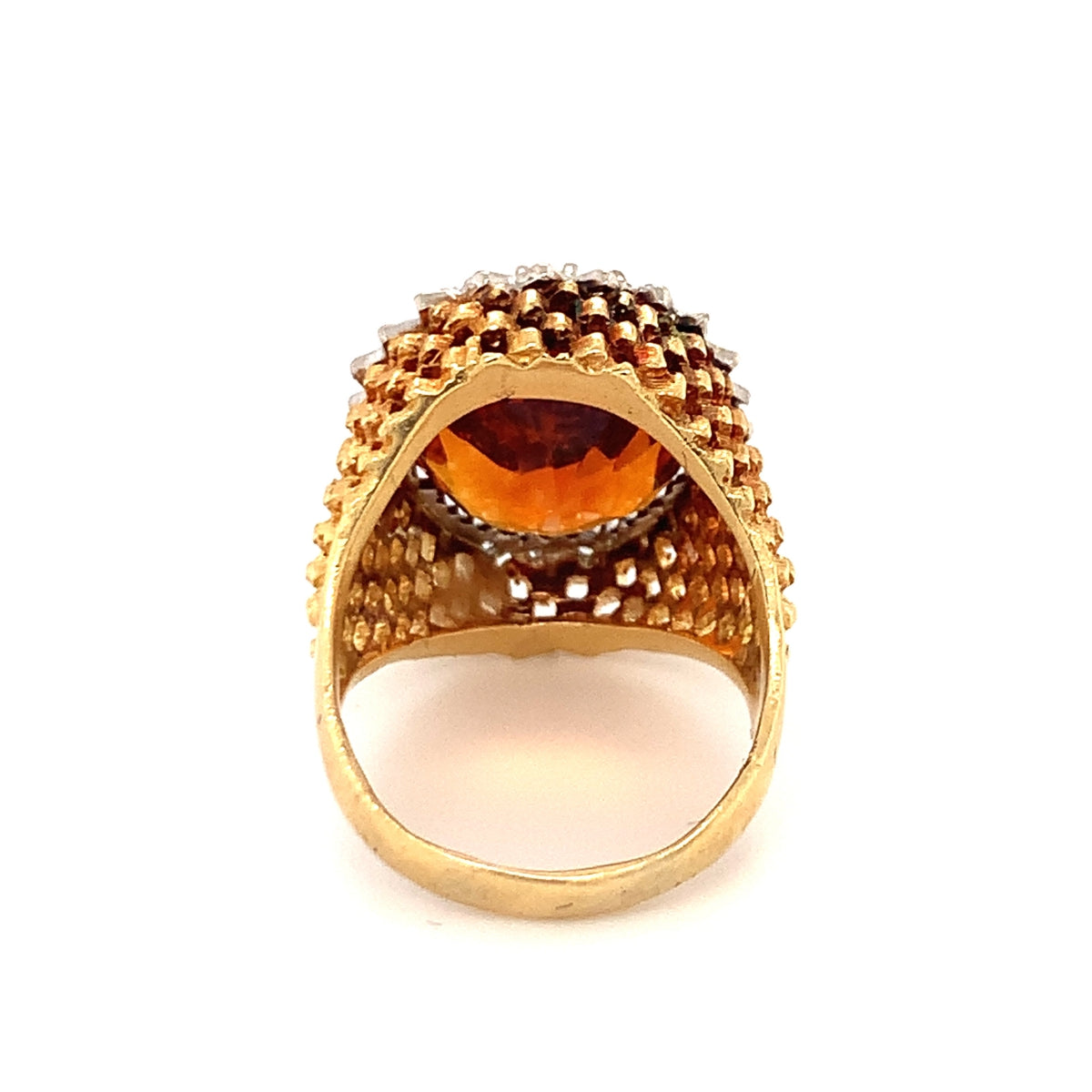 Citrine and Diamond Ring in 18K Yellow Gold, circa 1960s
