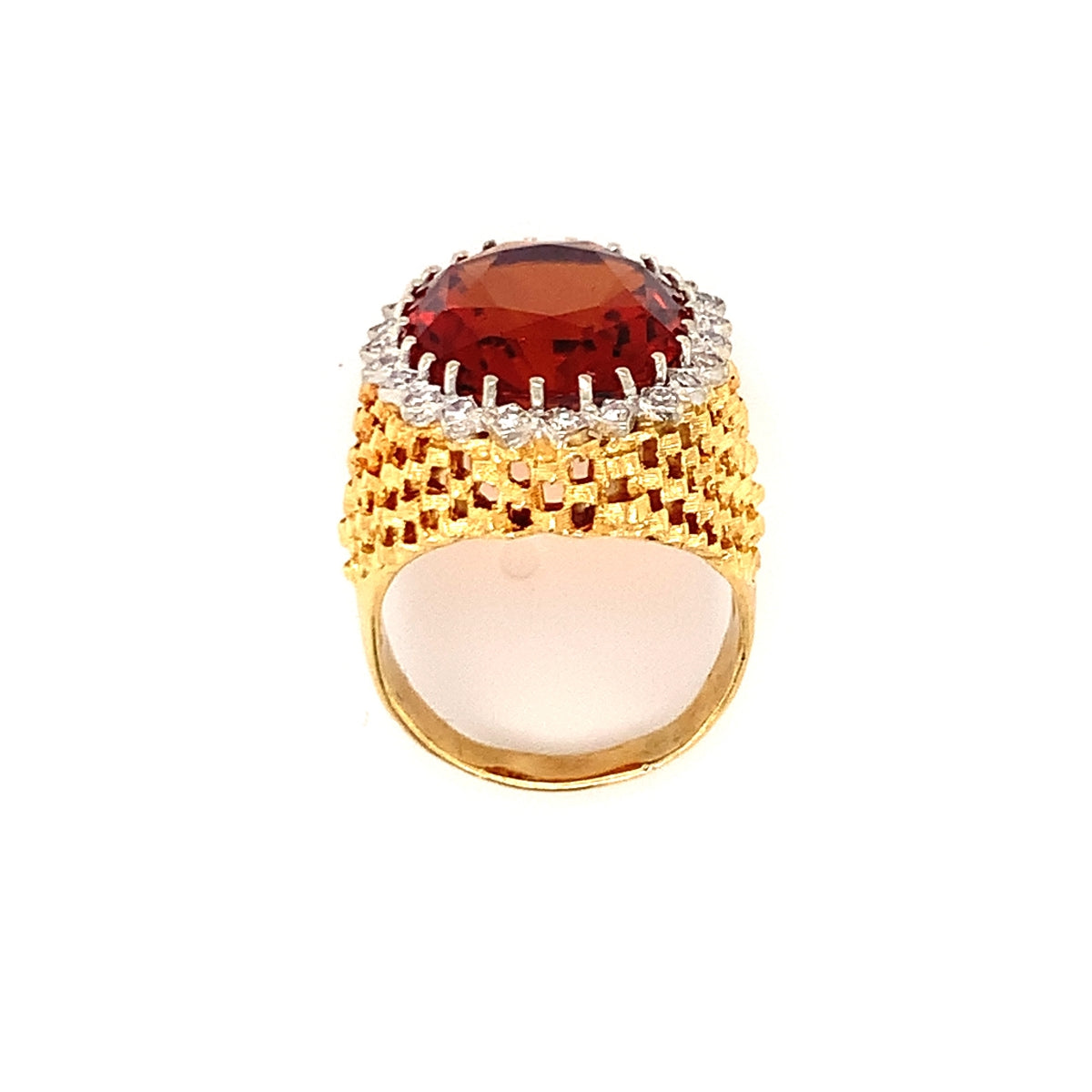 Citrine and Diamond Ring in 18K Yellow Gold, circa 1960s