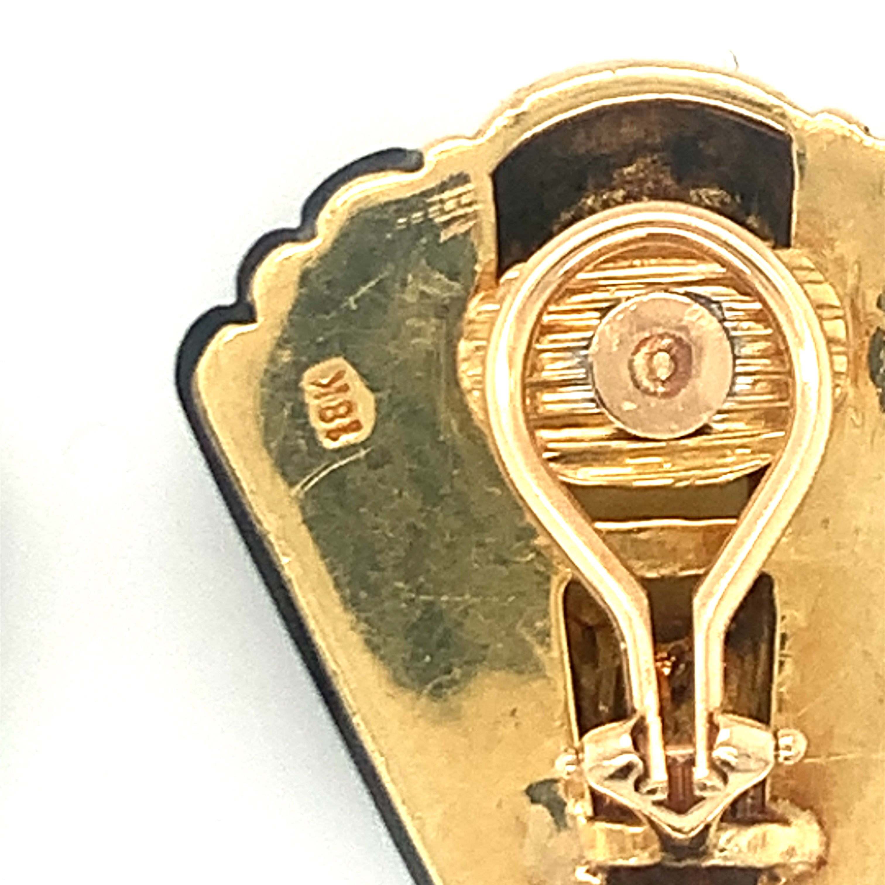 Citrine and Onyx 18k Yellow Gold Earclips, circa 1970s