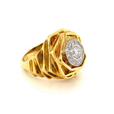 Diamond 18K Yellow Gold Cocktail Ring, circa 1970s
