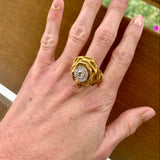 Diamond 18K Yellow Gold Cocktail Ring, circa 1970s