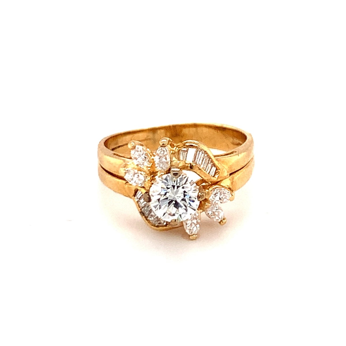 Diamond 18K Yellow Gold Cocktail Ring, circa 1980s