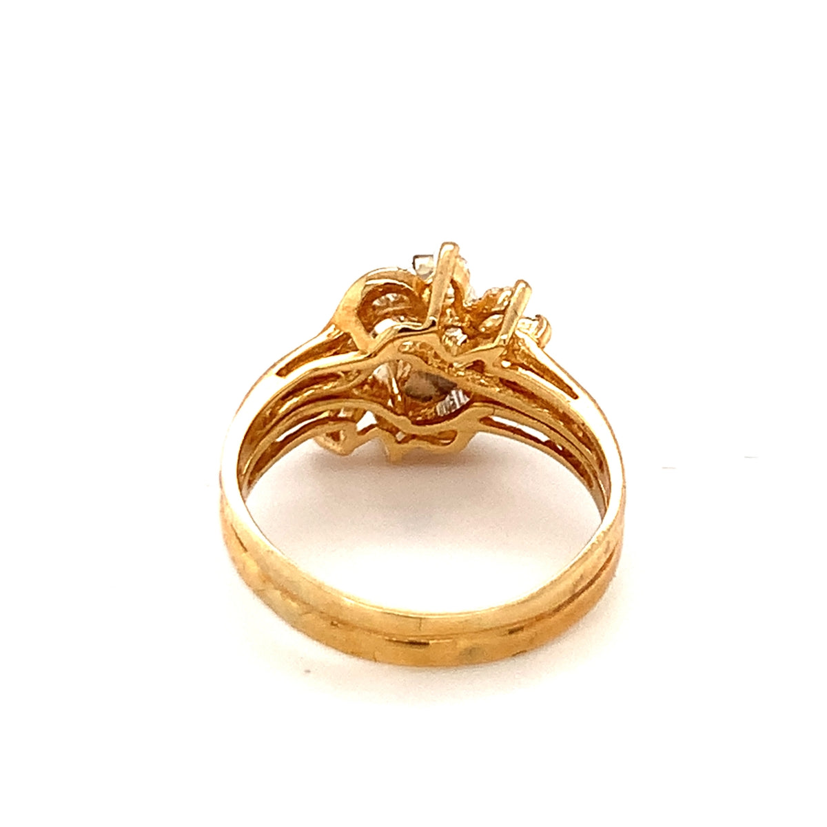 Diamond 18K Yellow Gold Cocktail Ring, circa 1980s
