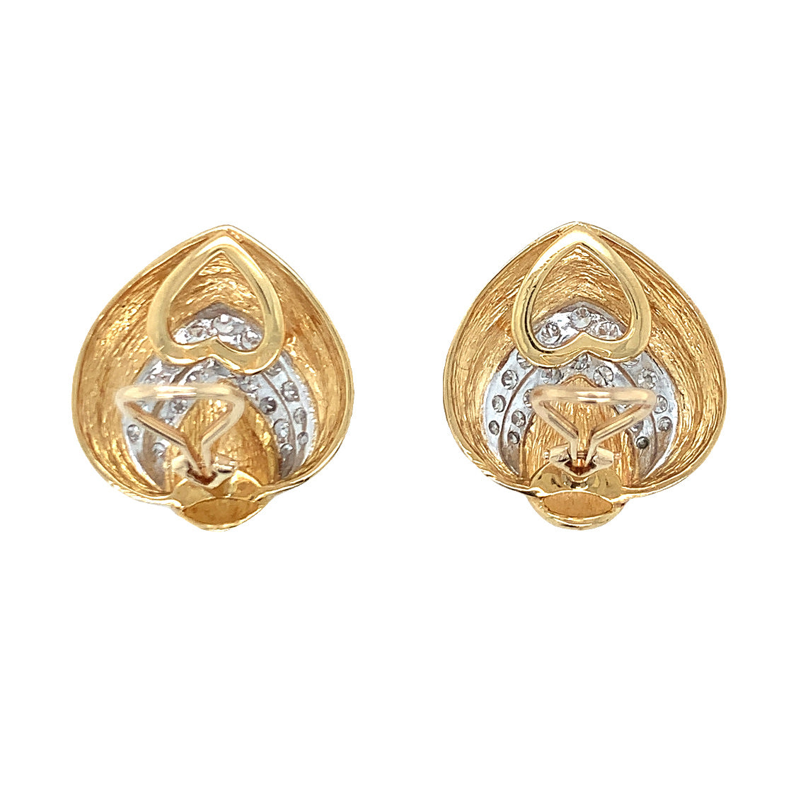 Diamond 18K Yellow Gold Earclips, circa 1970s