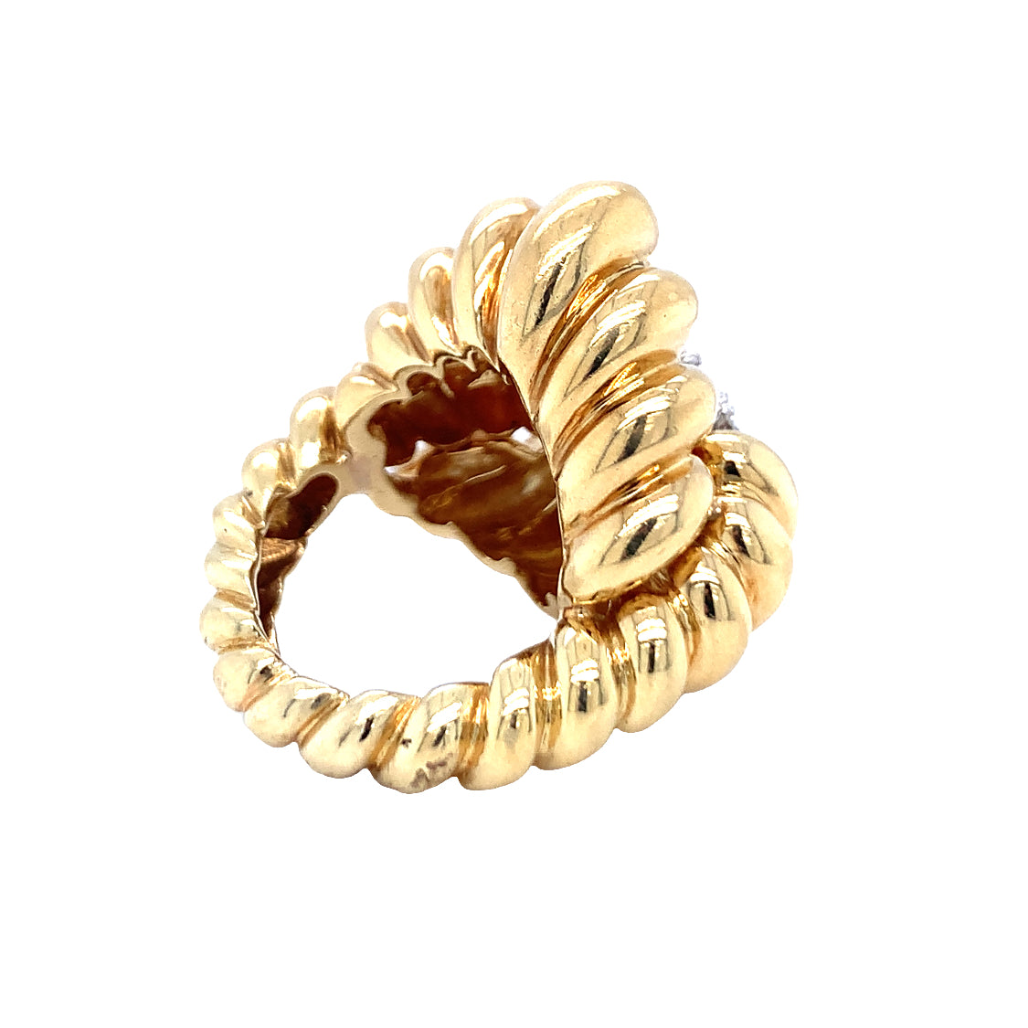 Diamond 18K Yellow Gold Fluted Ring