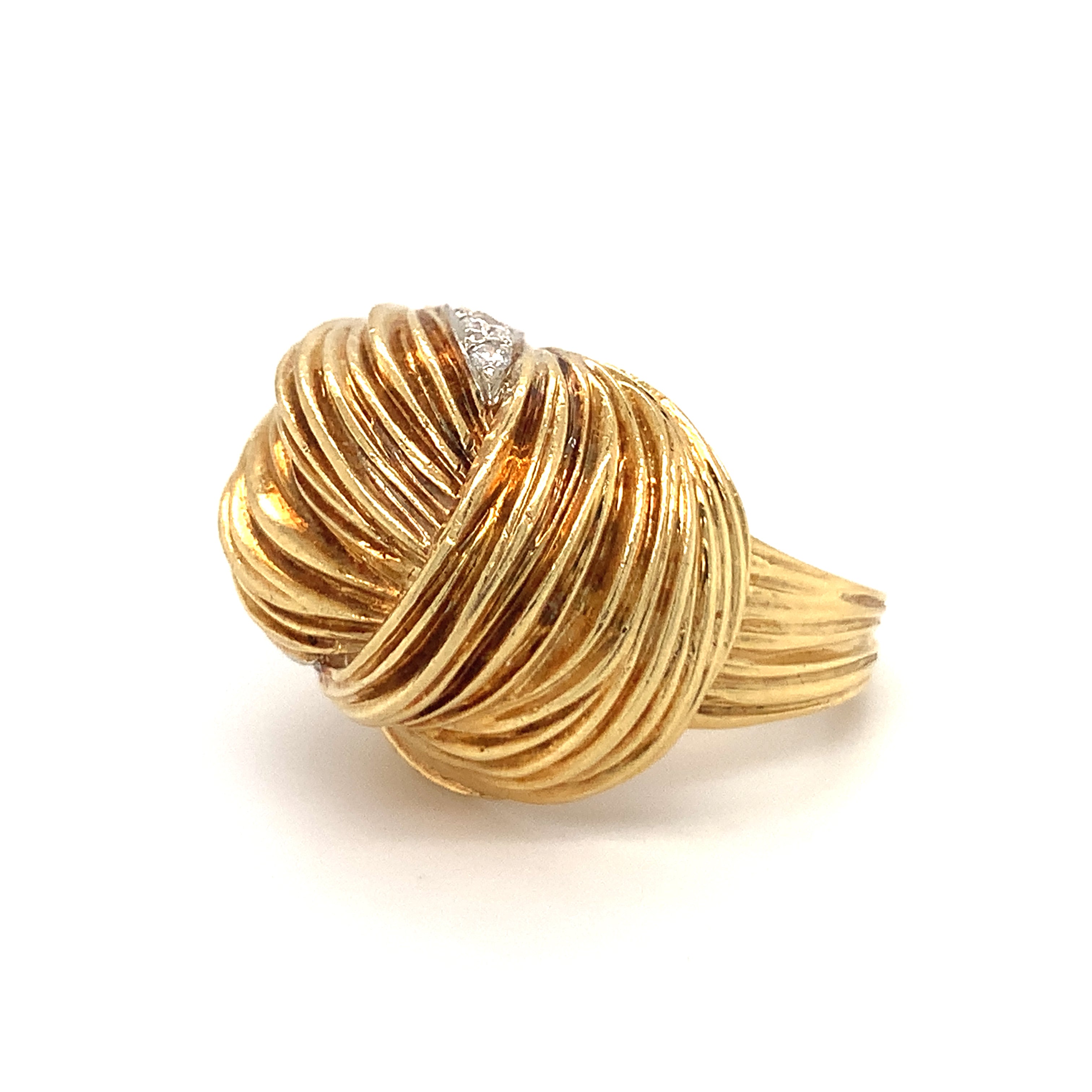 Diamond 18K Yellow Gold Knot Ring