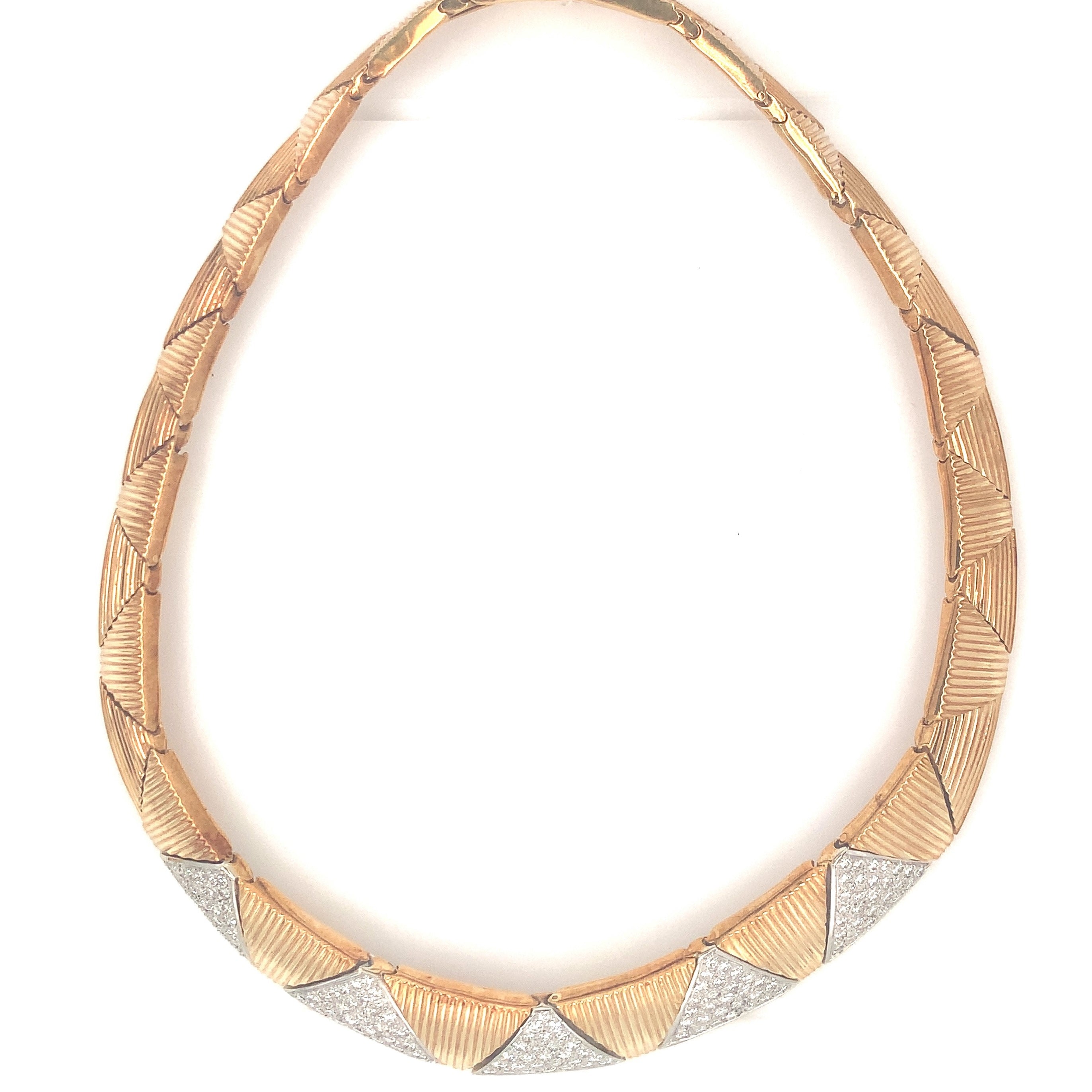 Diamond 18k Yellow Gold Collar Necklace, circa 1970s