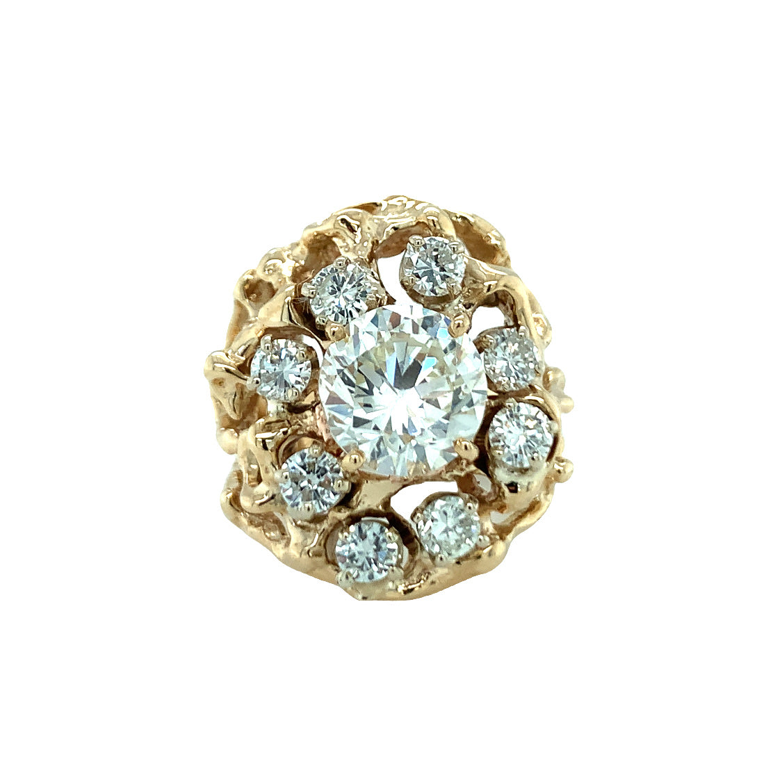 Diamond Cluster 14K Yellow Gold Ring