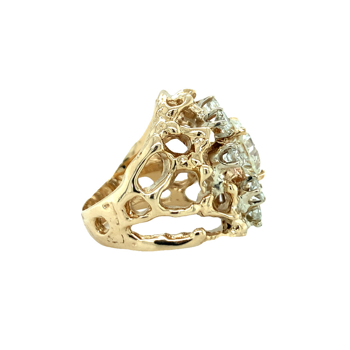 Diamond Cluster 14K Yellow Gold Ring