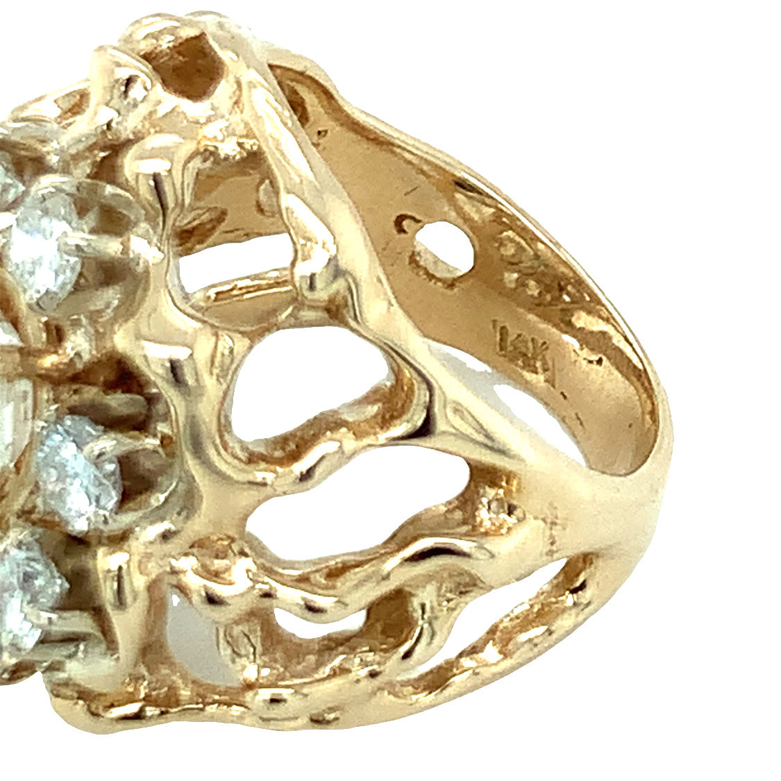 Diamond Cluster 14K Yellow Gold Ring
