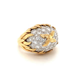 Diamond Pave Dome 18K Yellow Gold Ring, circa 1960s