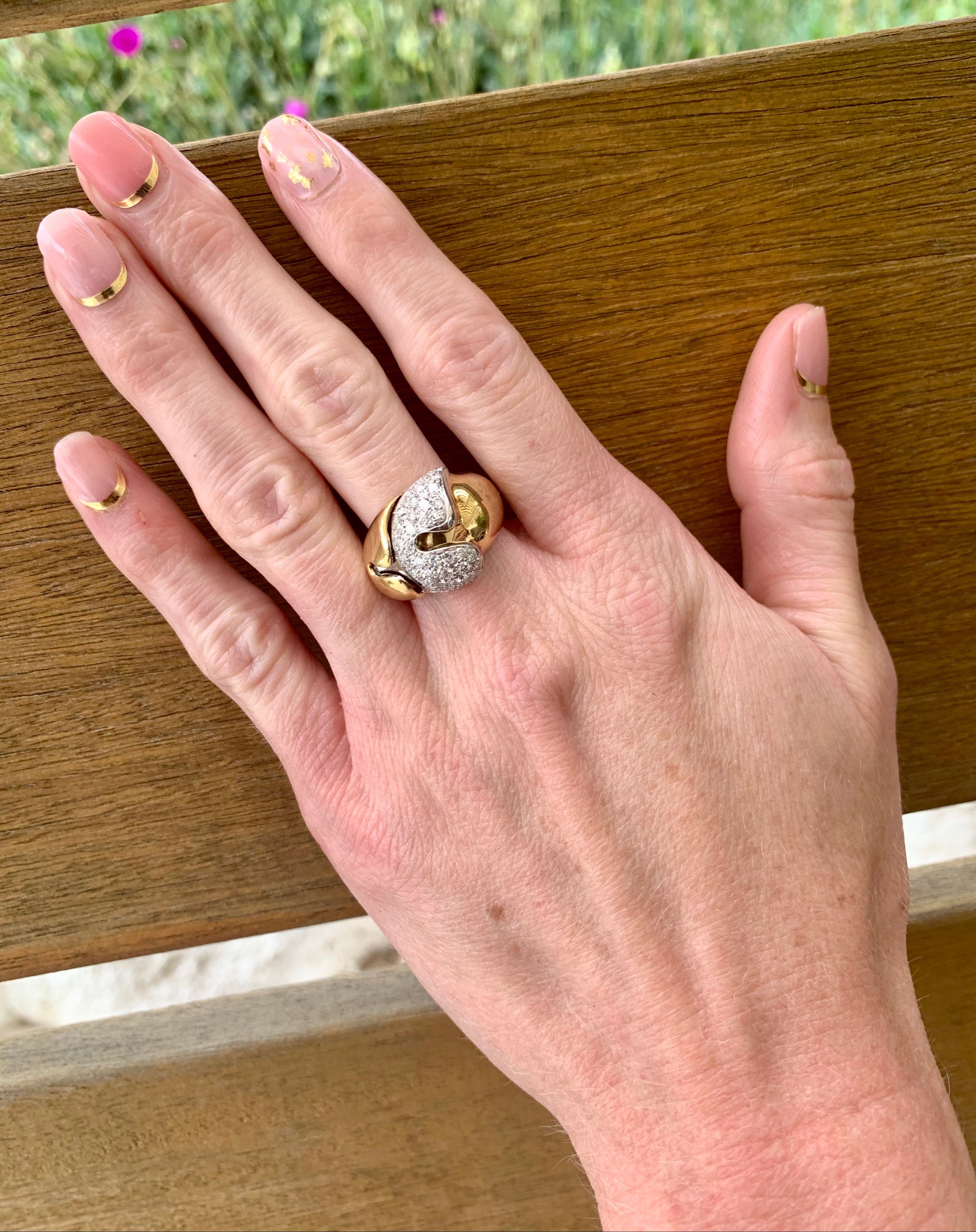 Diamond Pave Gold Ring, circa 1970s