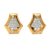 Diamond Pave Platinum and 18K Gold Earrings