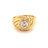Diamond Solitaire 18 Karat Yellow Gold Ring, circa 1980s
