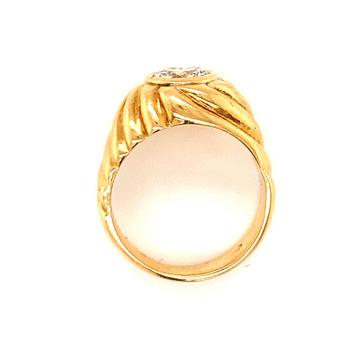 Diamond Solitaire 18 Karat Yellow Gold Ring, circa 1980s