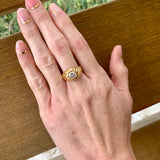 Diamond Solitaire 18 Karat Yellow Gold Ring, circa 1980s