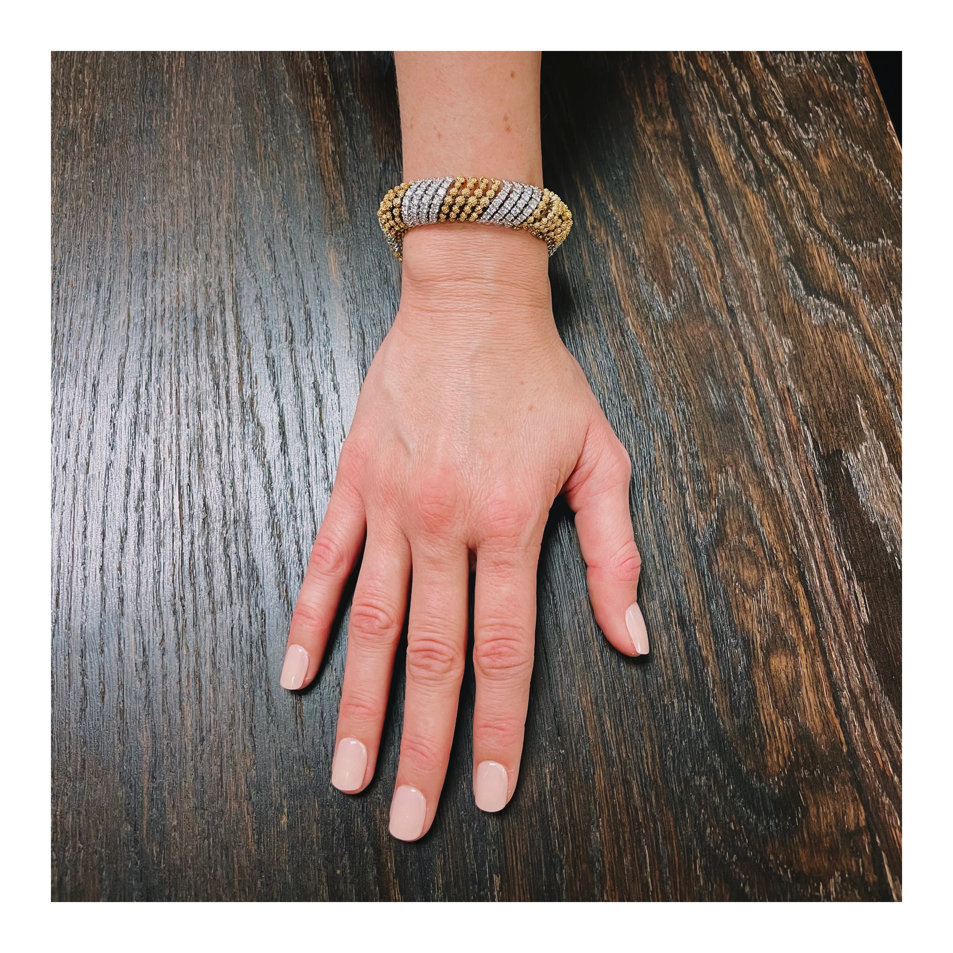 Diamond Two-Tone Gold Bracelet, circa 1960s