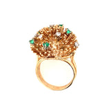 Diamond and Emerald 14K Yellow Gold Starburst Ring
