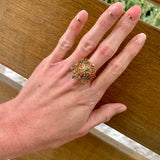 Diamond and Emerald 14K Yellow Gold Starburst Ring