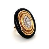 Diamond and Onyx 18k Yellow Gold Ring by Emis, circa 1970s