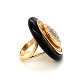 Diamond and Onyx 18k Yellow Gold Ring by Emis, circa 1970s