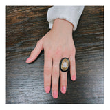 Diamond and Onyx 18k Yellow Gold Ring by Emis, circa 1970s