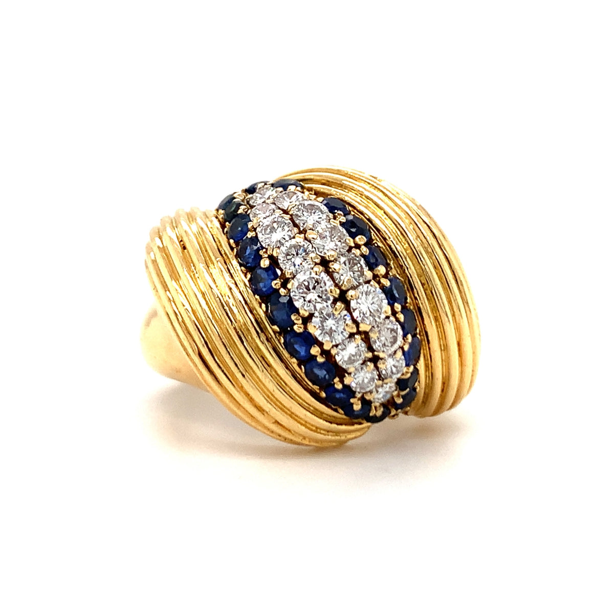 Diamond and Sapphire 18K Yellow Gold Ring, circa 1960