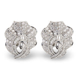 Mid-Century Pave Diamond 18k White Gold Earrings, circa 1950s