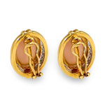 Pink Coral and Diamond 18K Yellow Gold Earrings, circa 1960s