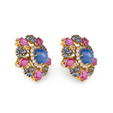 Multi-Gem Set 18K Gold Earrings
