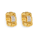 Diamond Platinum and Gold Earclips, circa 1970s