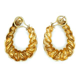 14K YELLOW GOLD RIBBED HOOP EARRINGS