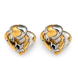 Heart Shape Earrings in 18k Gold and Steel by Marina B, circa 1980s