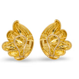 Henry Dunay 18K Yellow Gold Sabi Finish Ear Clips, Vintage 1970s Sculptural