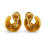 18K YELLOW GOLD TEXTURED AND FLUTED EARCLIPS BY "HENRY DUNAY"